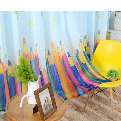 Cartoon Crayon Pattern Window Curtain Rod Pocket Living Room Curtain, Size: 200 x 270cm