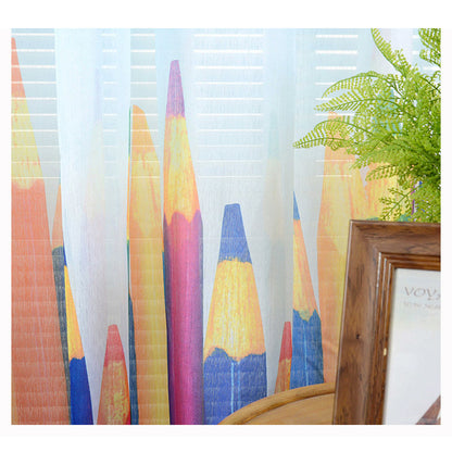 Cartoon Crayon Pattern Window Curtain Rod Pocket Living Room Curtain, Size: 200 x 270cm