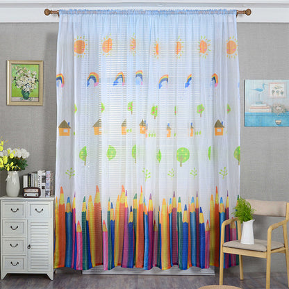 Cartoon Crayon Pattern Window Curtain Rod Pocket Living Room Curtain, Size: 200 x 270cm