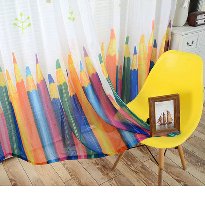 Cartoon Crayon Pattern Window Curtain Rod Pocket Living Room Curtain, Size: 200 x 270cm