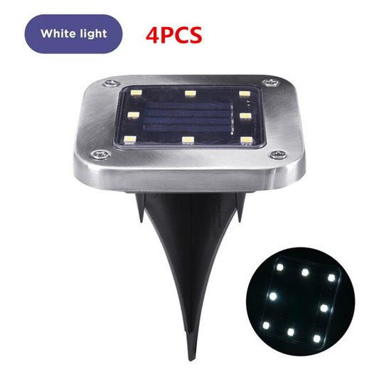 4 PCS 8-LED Solar Power Light IP55 Waterproof Underground Outdoor Garden Path Lawn Yard Lamp