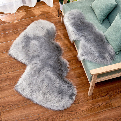 Double Heart Shaped Non-slip Fluffy Fur Carpet Floor Mat, Size: 60 x 120cm