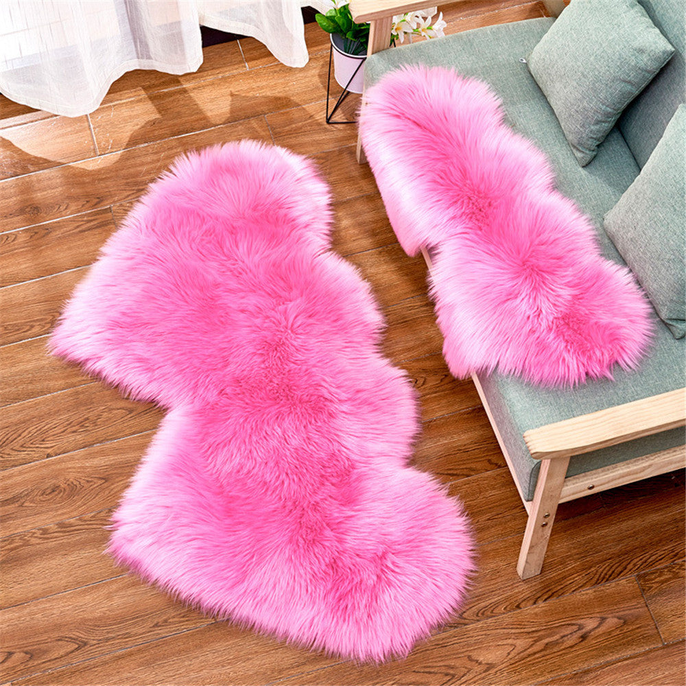 Double Heart Shaped Non-slip Fluffy Fur Carpet Floor Mat, Size: 60 x 120cm