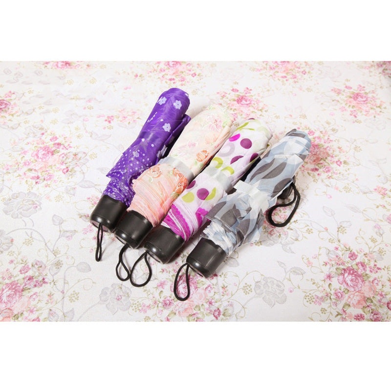 YS-D Flower Cloth Mixed Color Triple-fold Mini Small Portable Umbrella