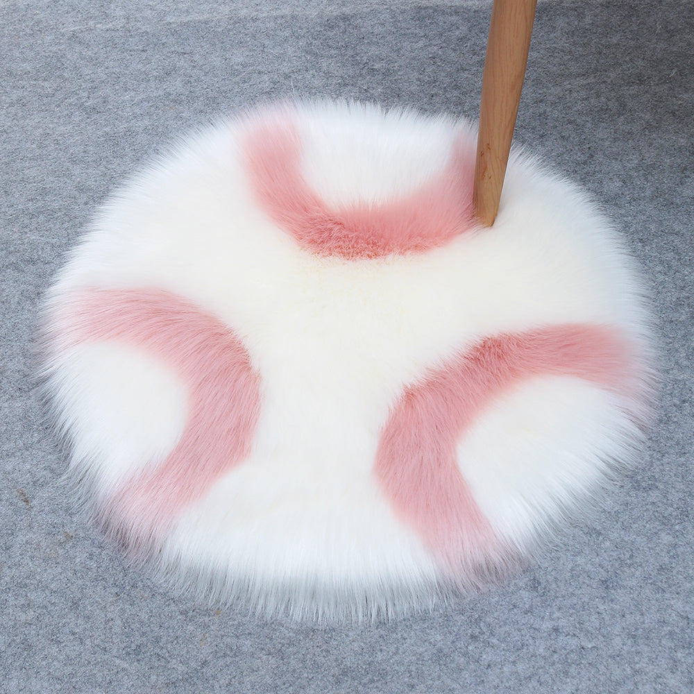 Wool Fur Imitation Mat Carpet  Luxury Round Rug Plush 50x50cm