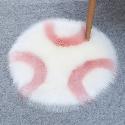 Wool Fur Imitation Mat Carpet  Luxury Round Rug Plush 50x50cm