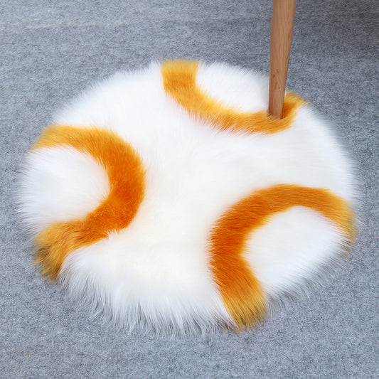 Wool Fur Imitation Mat Carpet  Luxury Round Rug Plush 50x50cm