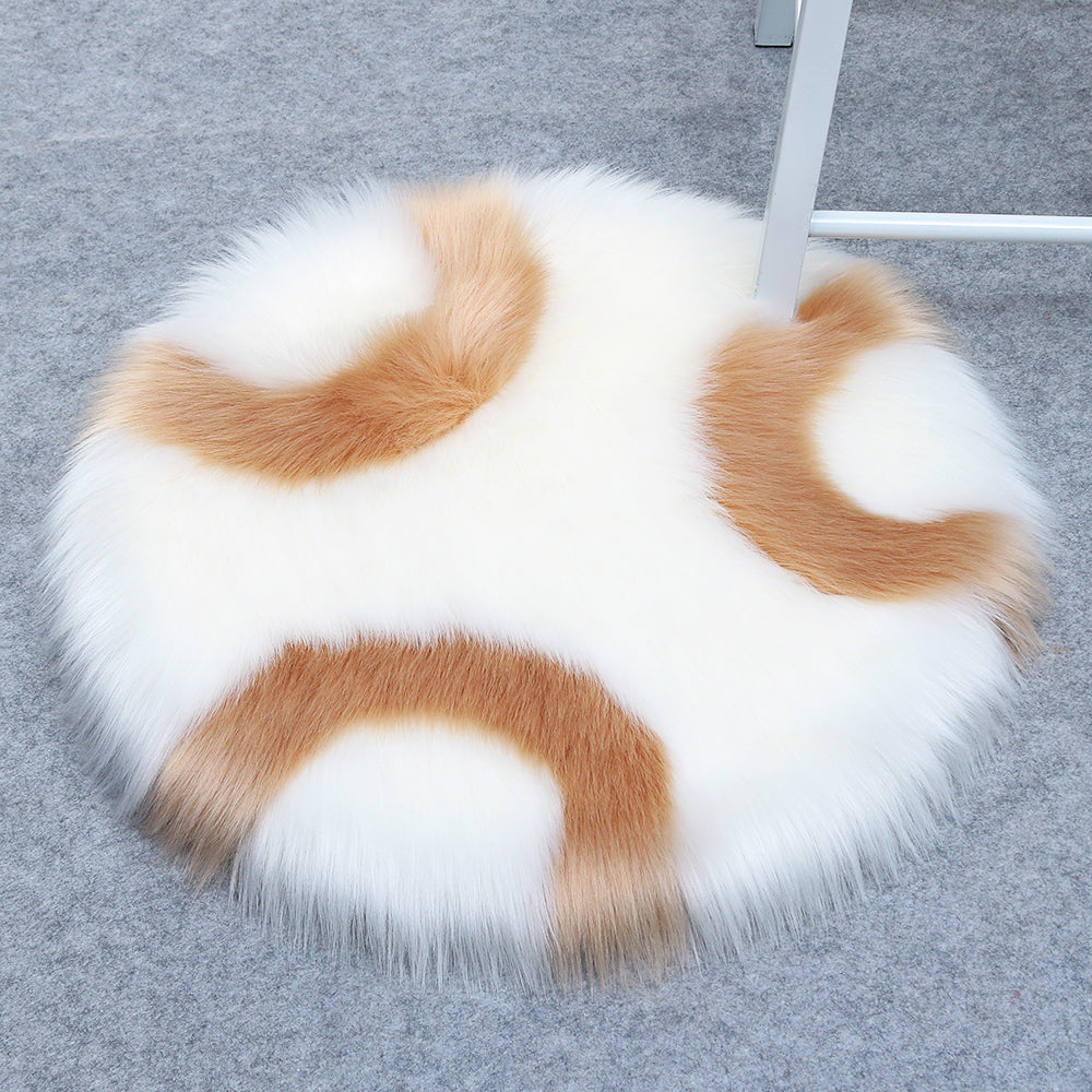 Wool Fur Imitation Mat Carpet  Luxury Round Rug Plush 50x50cm