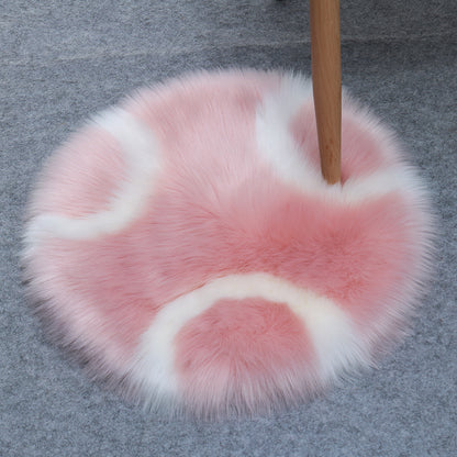 Wool Fur Imitation Mat Carpet  Luxury Round Rug Plush 50x50cm