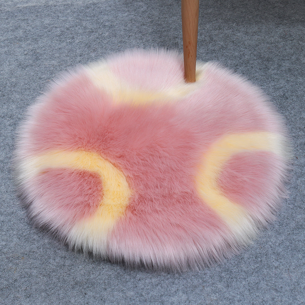 Wool Fur Imitation Mat Carpet  Luxury Round Rug Plush 50x50cm