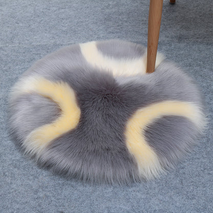 Wool Fur Imitation Mat Carpet  Luxury Round Rug Plush 50x50cm