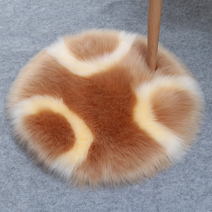 Wool Fur Imitation Mat Carpet  Luxury Round Rug Plush 50x50cm