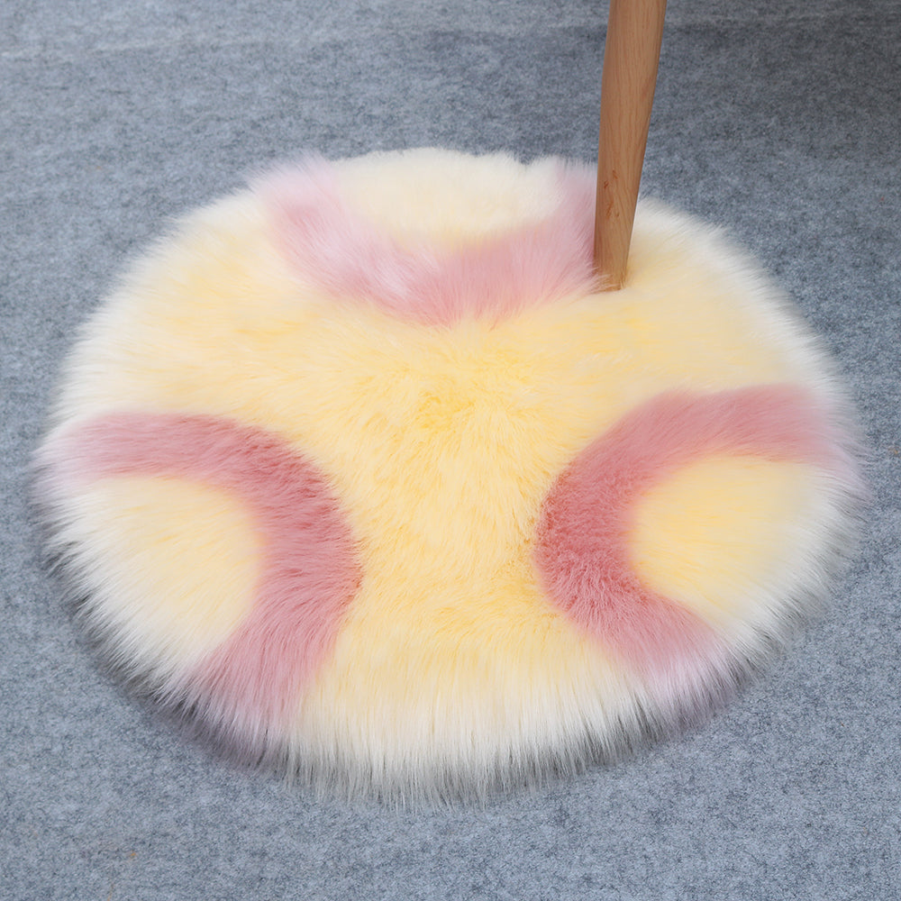 Wool Fur Imitation Mat Carpet  Luxury Round Rug Plush 50x50cm