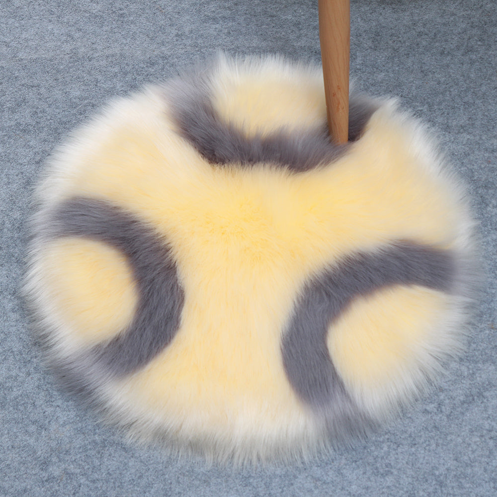 Wool Fur Imitation Mat Carpet  Luxury Round Rug Plush 50x50cm