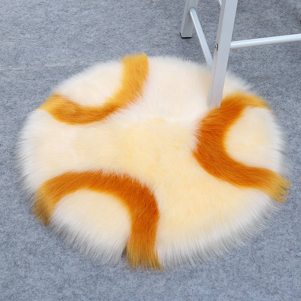 Wool Fur Imitation Mat Carpet  Luxury Round Rug Plush 50x50cm