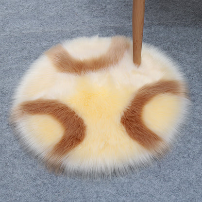 Wool Fur Imitation Mat Carpet  Luxury Round Rug Plush 50x50cm