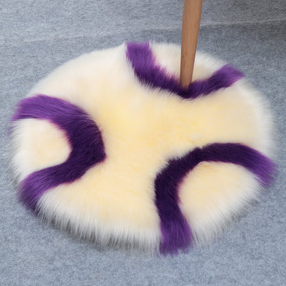 Wool Fur Imitation Mat Carpet  Luxury Round Rug Plush 50x50cm