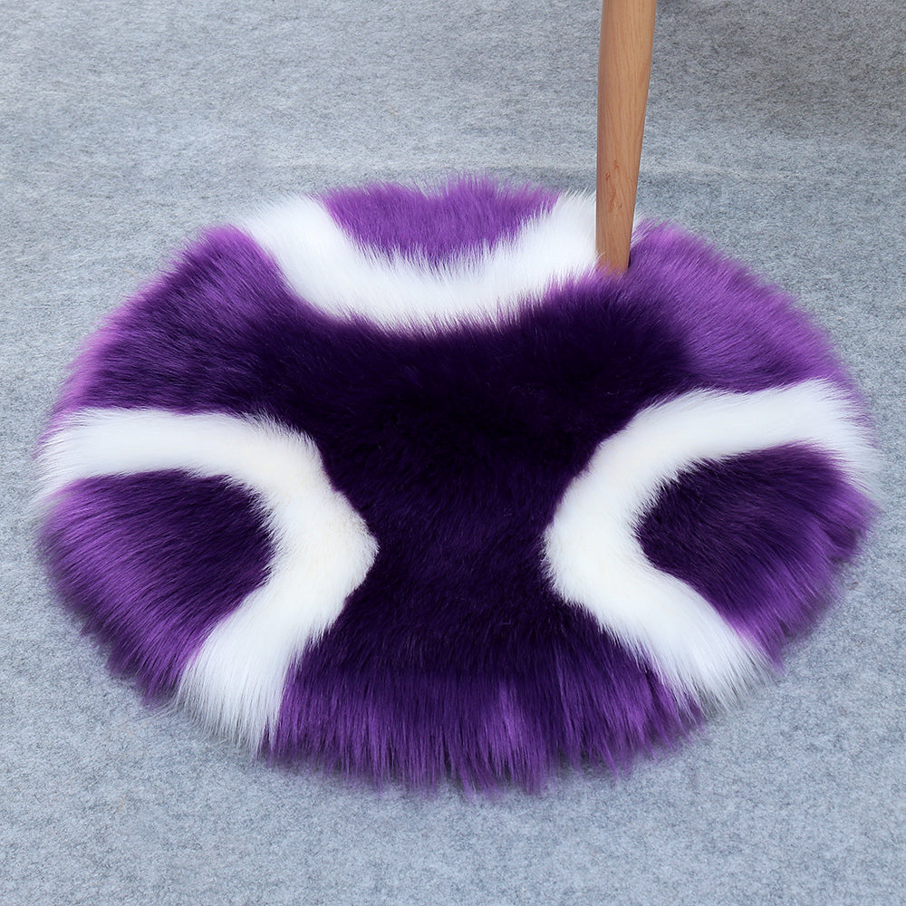 Wool Fur Imitation Mat Carpet  Luxury Round Rug Plush 50x50cm