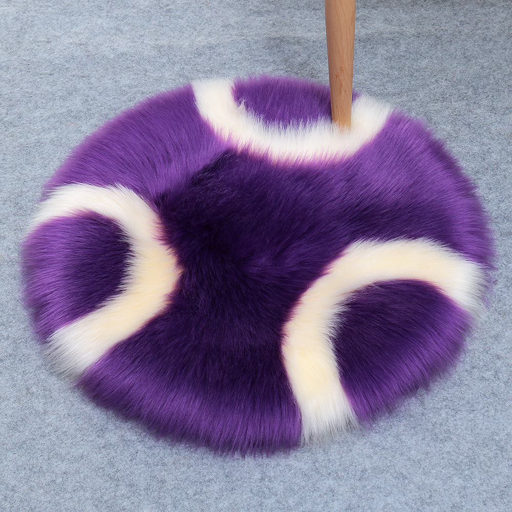 Wool Fur Imitation Mat Carpet  Luxury Round Rug Plush 50x50cm