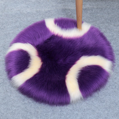 Wool Fur Imitation Mat Carpet  Luxury Round Rug Plush 50x50cm