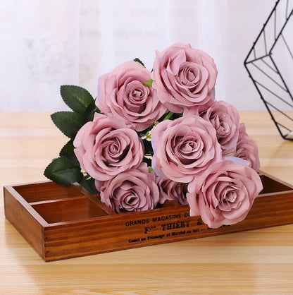 10 Heads Rose Flower Home Decor Fake Bouquet