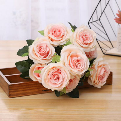 10 Heads Rose Flower Home Decor Fake Bouquet