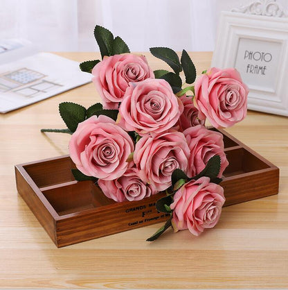 10 Heads Rose Flower Home Decor Fake Bouquet