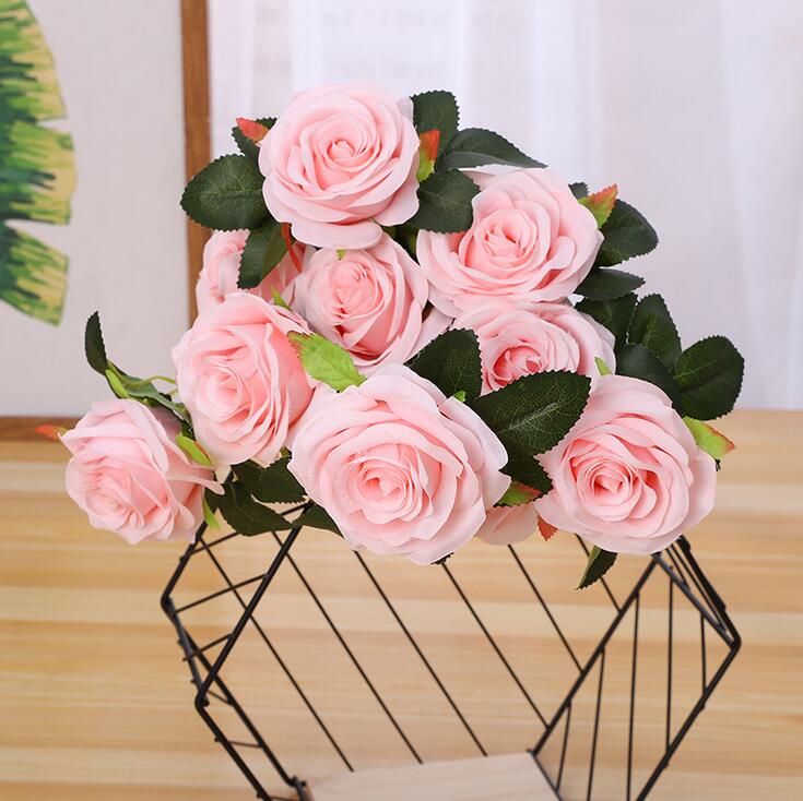 10 Heads Rose Flower Home Decor Fake Bouquet