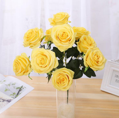 10 Heads Rose Flower Home Decor Fake Bouquet