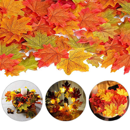 300PCS/Set Artificial Autumn Maple Leaves Mixed Colored Leaf