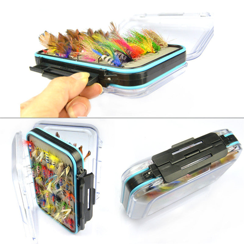 64Pcs Fly Fishing Bait Kit with Waterproof Double Side Clear Lid Box Flies Lures