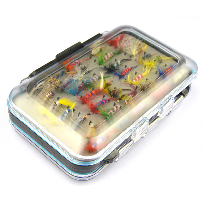 64Pcs Fly Fishing Bait Kit with Waterproof Double Side Clear Lid Box Flies Lures