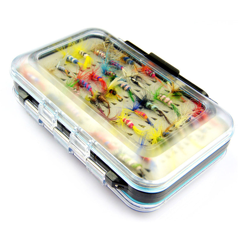 64Pcs Fly Fishing Bait Kit with Waterproof Double Side Clear Lid Box Flies Lures