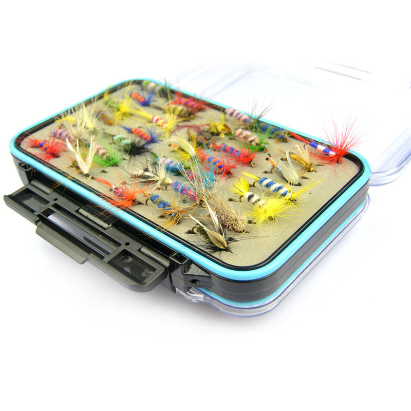 64Pcs Fly Fishing Bait Kit with Waterproof Double Side Clear Lid Box Flies Lures