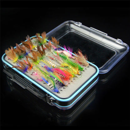 64Pcs Fly Fishing Bait Kit with Waterproof Double Side Clear Lid Box Flies Lures