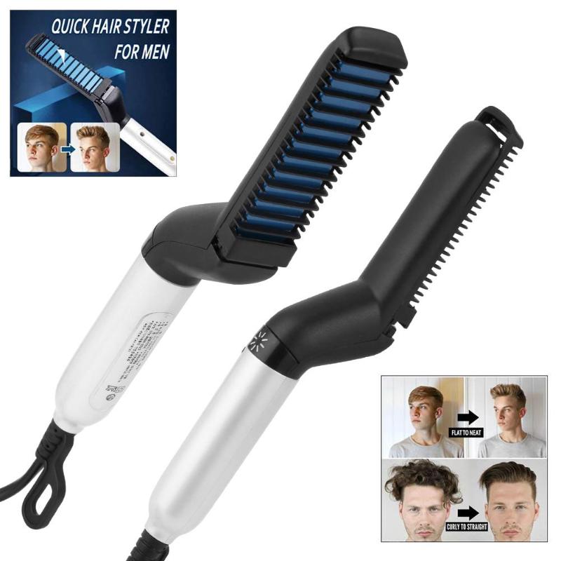 Men Hair Straightener Multifunctional Curling Electric Brush Beard Comb