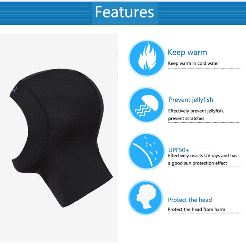 Women Man Neoprene Hat Scuba Diving Cap 1mm with Shoulder Snorkeling Equipment