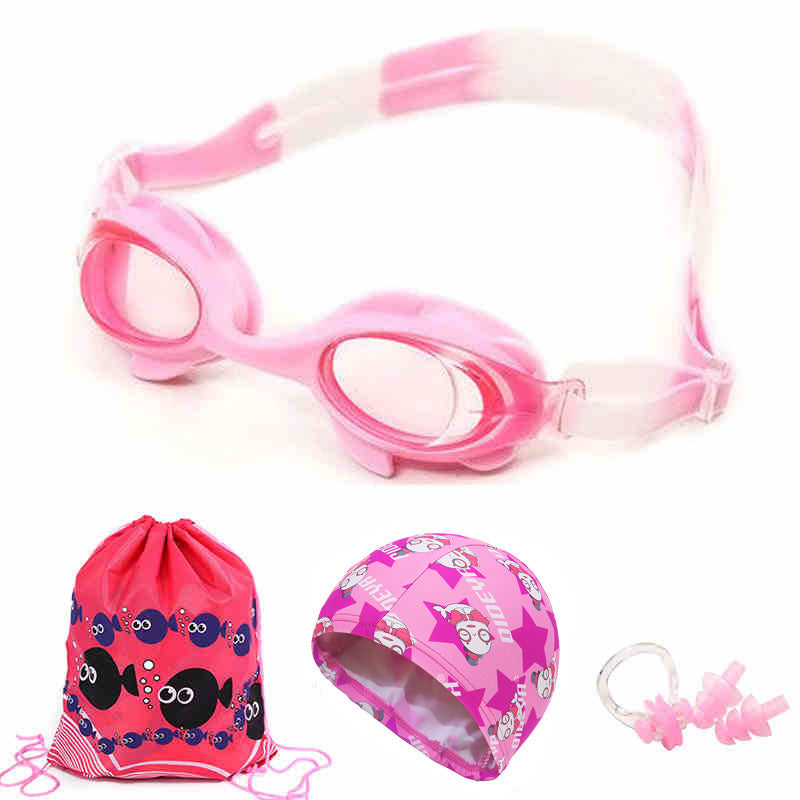 Children Swimming Goggles Eyeglasses Anti-Fog Adjustable UV Protection Set