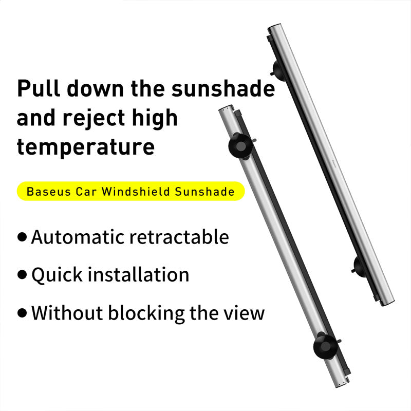 BASEUS 64# Auto Car Sun Visor Block Car Retractable Curtain Front Windshield - Silver