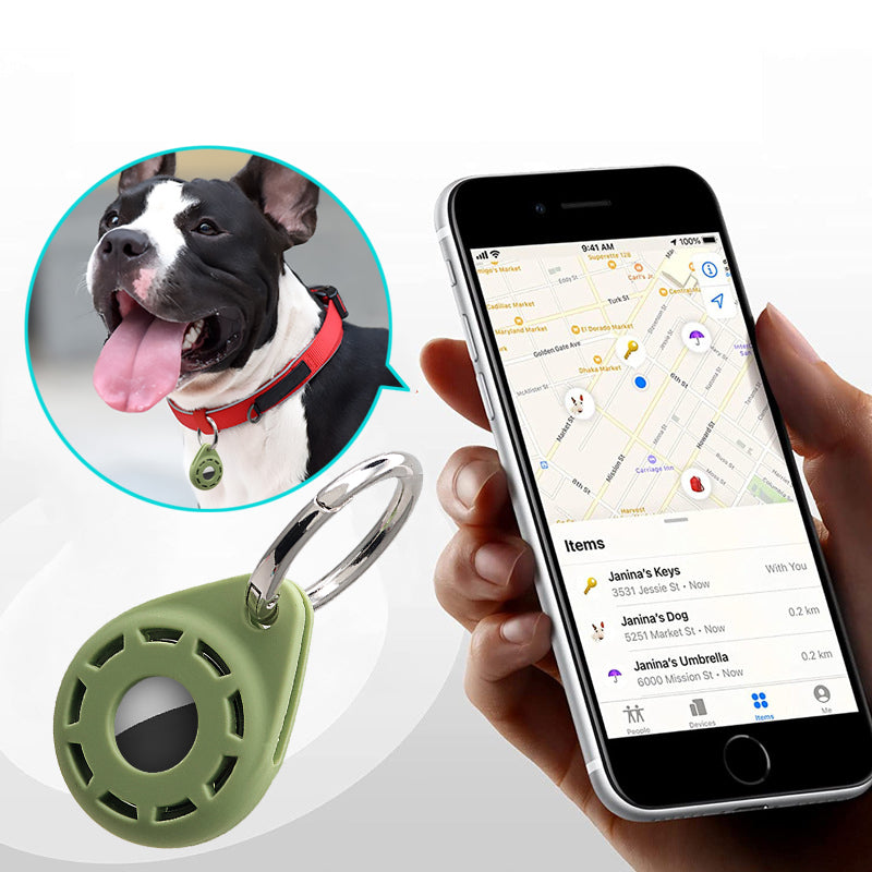 Anti-Drop Silicone Protective Case Cover with Ring Buckle for Apple AirTag Bluetooth Locator