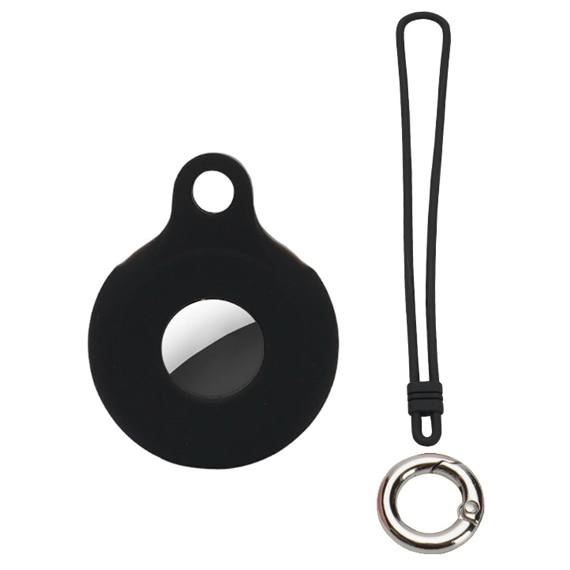 Round Silicone Anti-lost Protective Case Cover with Buckle Rope for Apple AirTag Bluetooth Locator