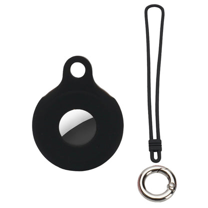 Round Silicone Anti-lost Protective Case Cover with Buckle Rope for Apple AirTag Bluetooth Locator