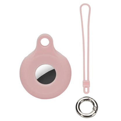 Round Silicone Anti-lost Protective Case Cover with Buckle Rope for Apple AirTag Bluetooth Locator