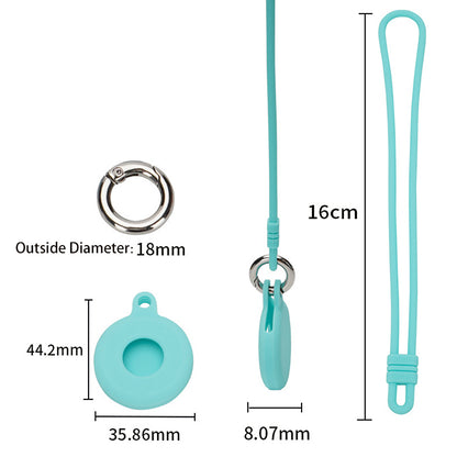 Round Silicone Anti-lost Protective Case Cover with Buckle Rope for Apple AirTag Bluetooth Locator