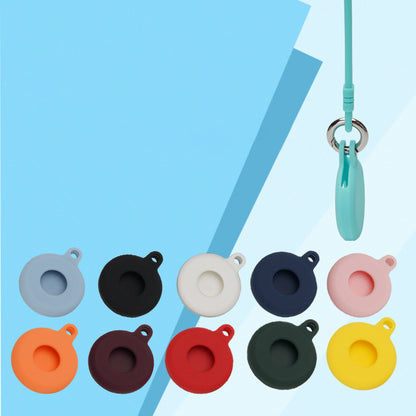 Round Silicone Anti-lost Protective Case Cover with Buckle Rope for Apple AirTag Bluetooth Locator