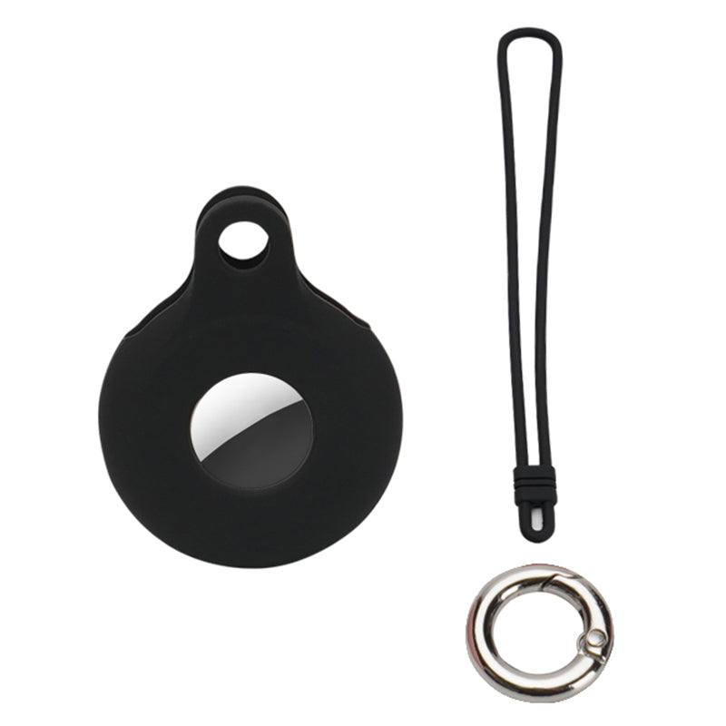 Round Silicone Anti-lost Protective Case Cover with Buckle Rope for Apple AirTag Bluetooth Locator