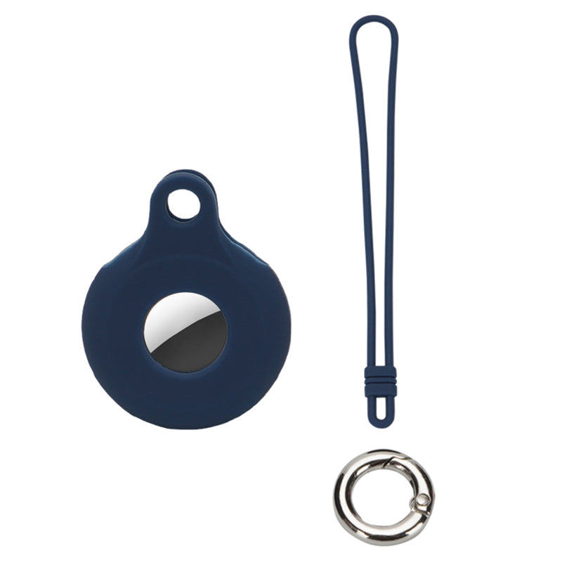 Round Silicone Anti-lost Protective Case Cover with Buckle Rope for Apple AirTag Bluetooth Locator