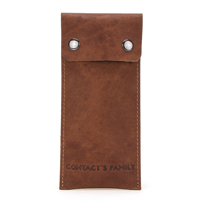 CONTACTS FAMILY Retro Crazy Horse Texture Watch Storage Bag Bracelet Storage Case Travel Genuine Leather Pouch for One Watch Storage