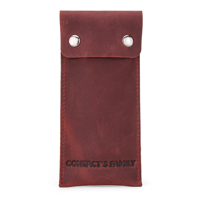 CONTACTS FAMILY Retro Crazy Horse Texture Watch Storage Bag Bracelet Storage Case Travel Genuine Leather Pouch for One Watch Storage