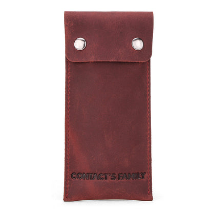 CONTACTS FAMILY Retro Crazy Horse Texture Watch Storage Bag Bracelet Storage Case Travel Genuine Leather Pouch for One Watch Storage